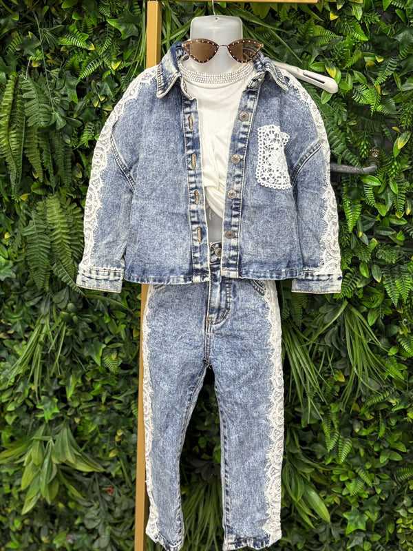 Coordinato denim merletto