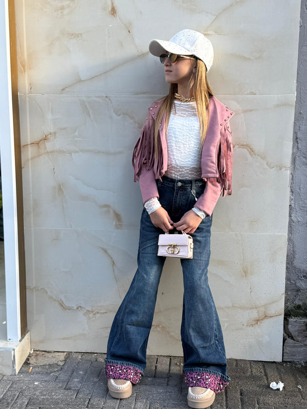 Jeans piegone leopard