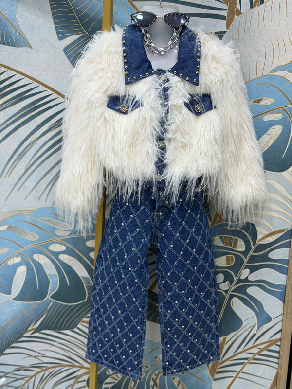 Giubbino denim pelliccia