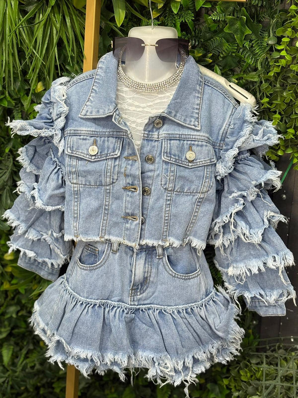 coordinato denim sfrangiato