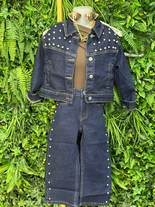 Coordinato denim borchie
