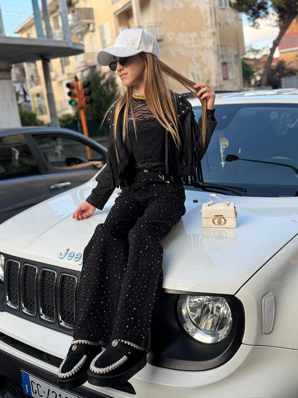 Jeans shine black/white