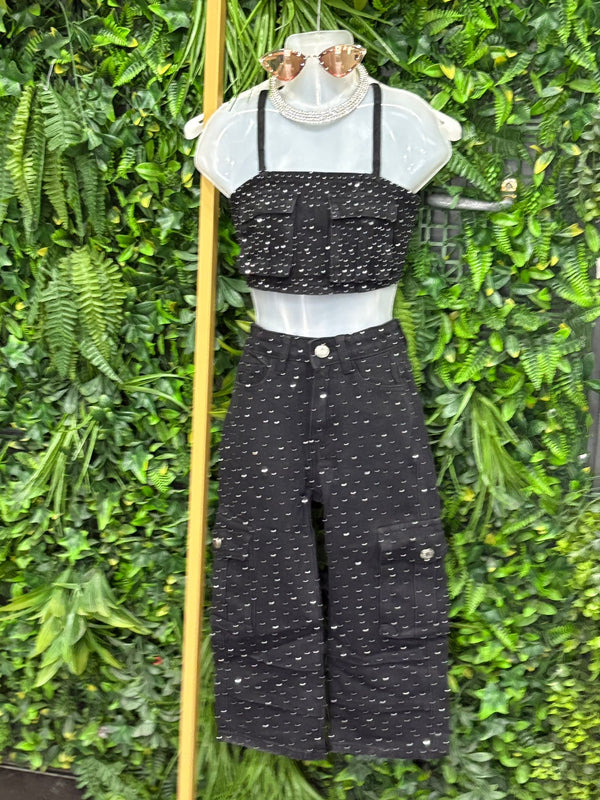 Coordinato cargo denim shine