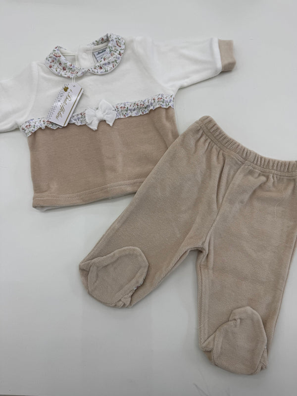 Coordinato fiori beige